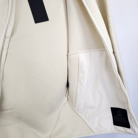 CUTS Sherpa Polarteck Full Zip Cream Jacket Cozycore Gorpcore Athlesure XXL - Picture 7 of 10